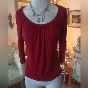 Talbots red 3/4 sleeve scoop neck top size MP